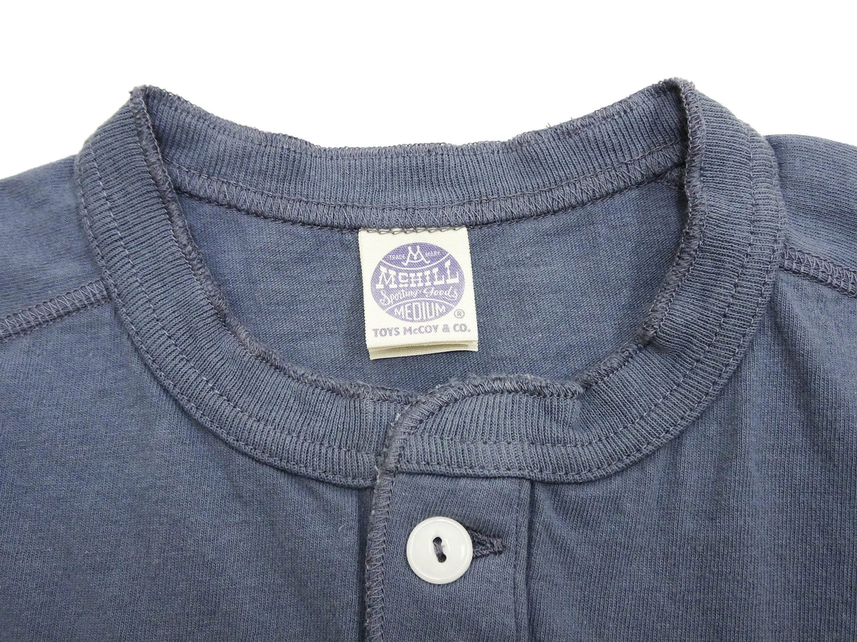 TOYS McCOY Plain Loopwheel Henley T-Shirt - Men's Short Sleeve Tubular Tee The Great American Hero Union Shirt TMC2537 120 Faded-Blue