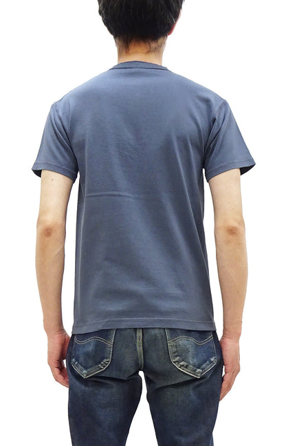 TOYS McCOY Plain Loopwheel Henley T-Shirt - Men's Short Sleeve Tubular Tee The Great American Hero Union Shirt TMC2537 120 Faded-Blue