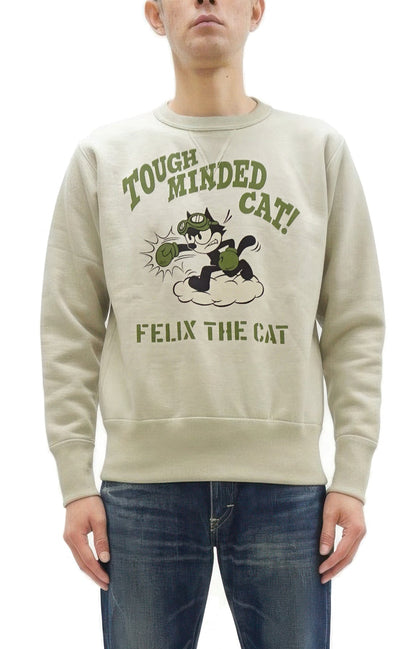 TOYS McCOY Men's Felix the Cat Sweatshirt - Vintage-Style Heavyweight Loopwheel Fleece - Made in Japan (TMC2547 041 Sand)