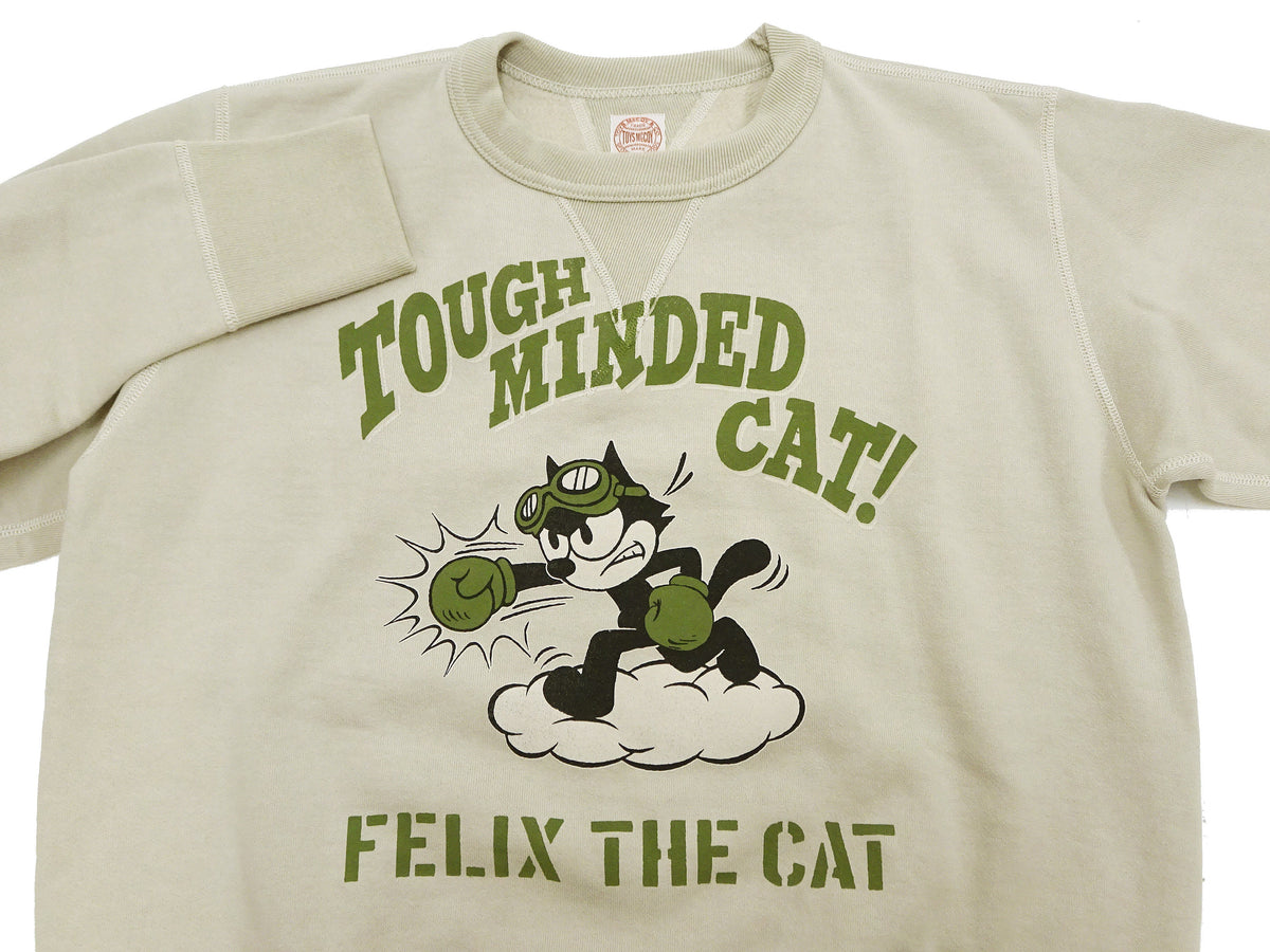 TOYS McCOY Men's Felix the Cat Sweatshirt - Vintage-Style Heavyweight Loopwheel Fleece - Made in Japan (TMC2547 041 Sand)