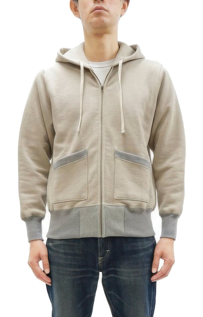TOYS McCOY Men's Heavyweight Full Zip Hoodie - Vintage-Style Zip-Up Solid Hooded Sweatshirt TMC2567 040 Sand-Beige