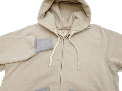 TOYS McCOY Men's Heavyweight Full Zip Hoodie - Vintage-Style Zip-Up Solid Hooded Sweatshirt TMC2567 040 Sand-Beige