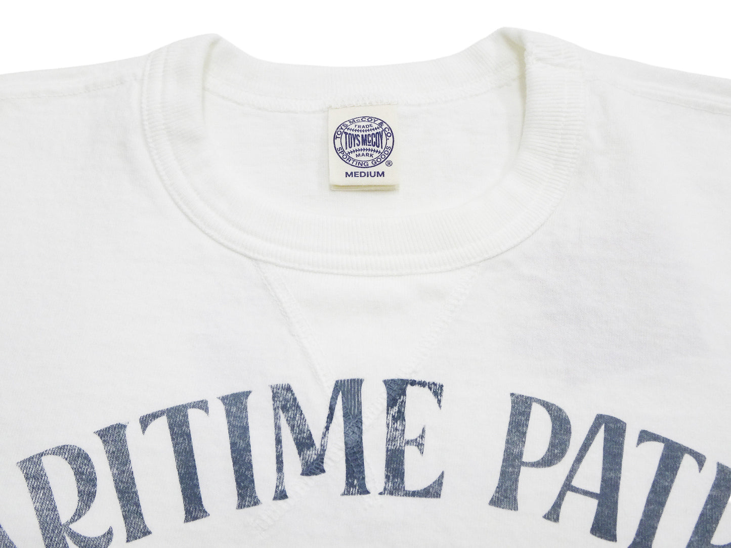 TOYS McCOY Men's Felix the Cat U.S. Navy Graphic Short Sleeve T-Shirt - Loopwheel Tubular Jersey, Garment Dyed, Made in Japan (TMC2601 011 Muted Off-White)