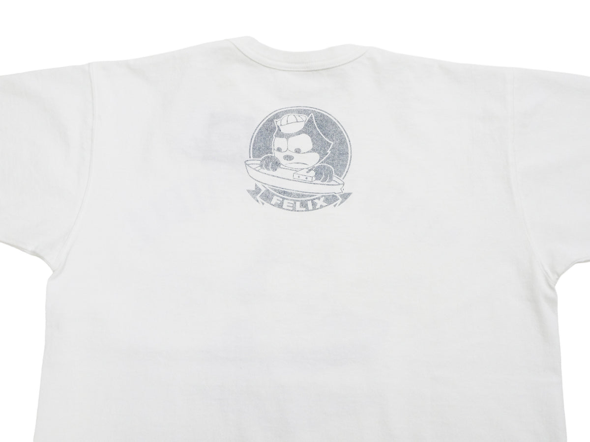 TOYS McCOY Men's Felix the Cat U.S. Navy Graphic Short Sleeve T-Shirt - Loopwheel Tubular Jersey, Garment Dyed, Made in Japan (TMC2601 011 Muted Off-White)