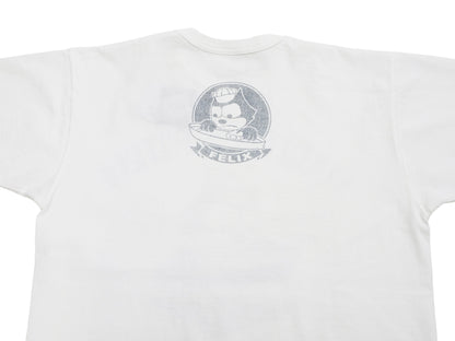TOYS McCOY Men's Felix the Cat U.S. Navy Graphic Short Sleeve T-Shirt - Loopwheel Tubular Jersey, Garment Dyed, Made in Japan (TMC2601 011 Muted Off-White)
