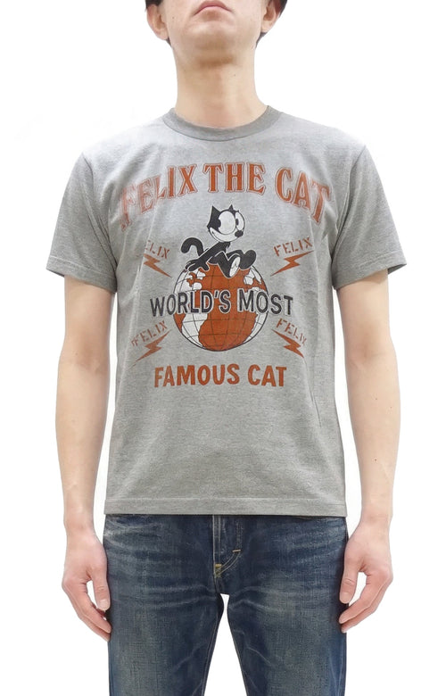 TOYS McCOY Men's Felix the Cat Short-Sleeve Graphic T-Shirt, Garment-Dyed Loopwheel Tubular Tee, Made in Japan (TMC2603 020 Ash Gray)
