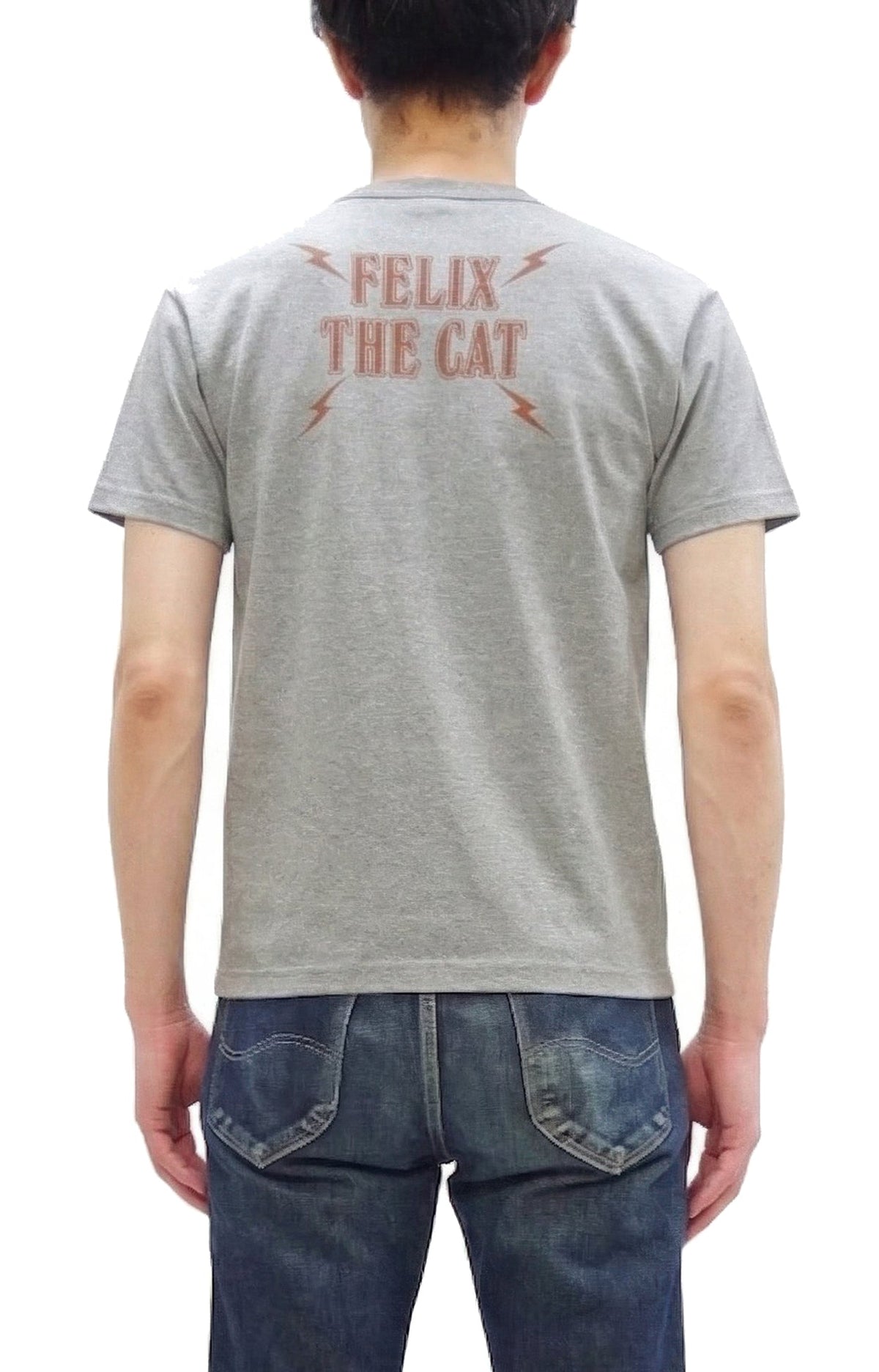 TOYS McCOY Men's Felix the Cat Short-Sleeve Graphic T-Shirt, Garment-Dyed Loopwheel Tubular Tee, Made in Japan (TMC2603 020 Ash Gray)