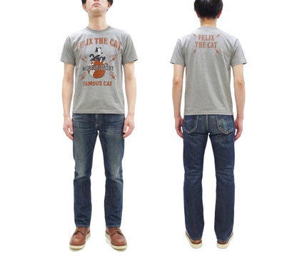 TOYS McCOY Men's Felix the Cat Short-Sleeve Graphic T-Shirt, Garment-Dyed Loopwheel Tubular Tee, Made in Japan (TMC2603 020 Ash Gray)