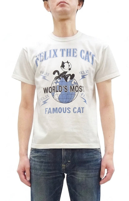 TOYS McCOY Men's Felix the Cat Short-Sleeve Graphic T-Shirt, Garment-Dyed Loopwheel Tubular Tee, Made in Japan (TMC2603 011 Aged Off White)