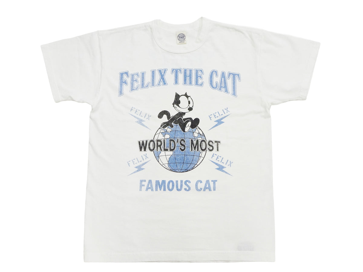 TOYS McCOY Men's Felix the Cat Short-Sleeve Graphic T-Shirt, Garment-Dyed Loopwheel Tubular Tee, Made in Japan (TMC2603 011 Aged Off White)