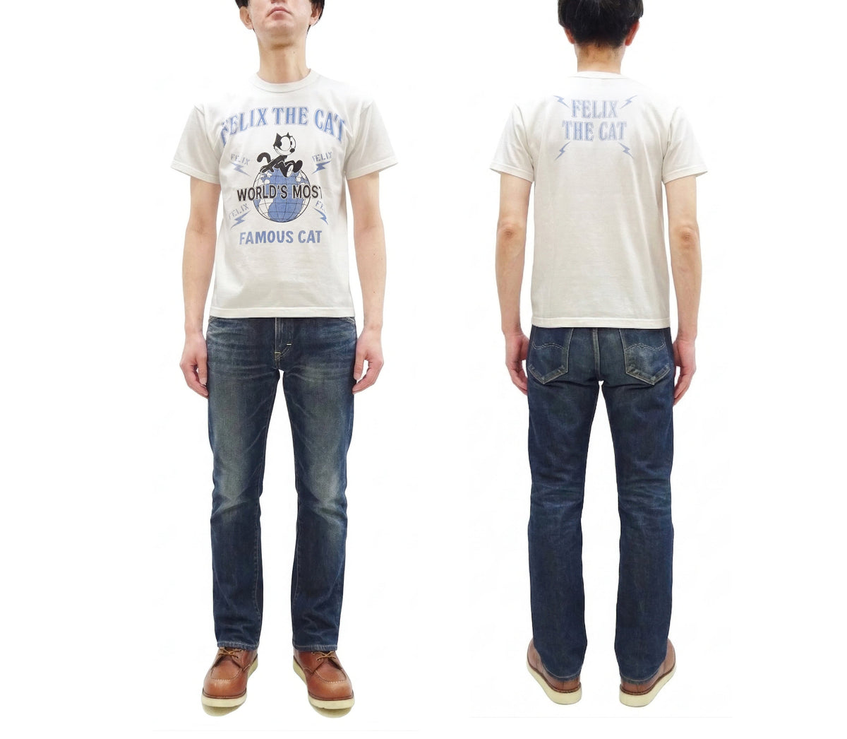 TOYS McCOY Men's Felix the Cat Short-Sleeve Graphic T-Shirt, Garment-Dyed Loopwheel Tubular Tee, Made in Japan (TMC2603 011 Aged Off White)