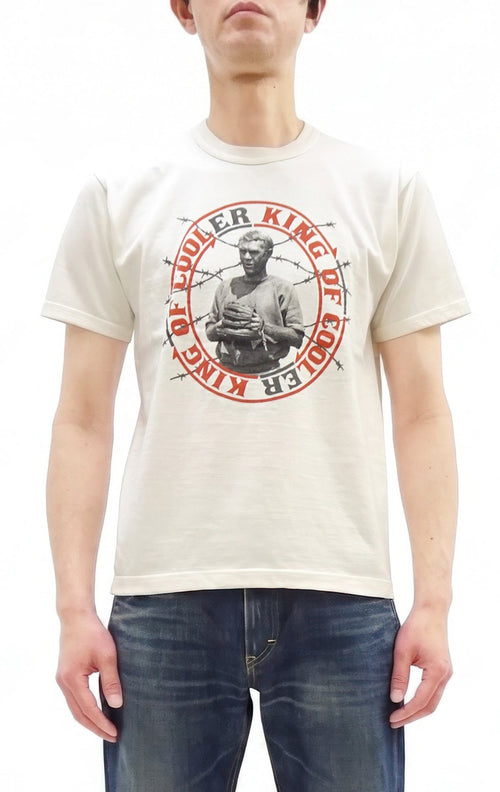 TOYS McCOY Men's Short-Sleeve Steve McQueen Graphic T-Shirt, Tubular Knit Jersey, One-Wash, Made in Japan (TMC2605 011 Soft Off-White)
