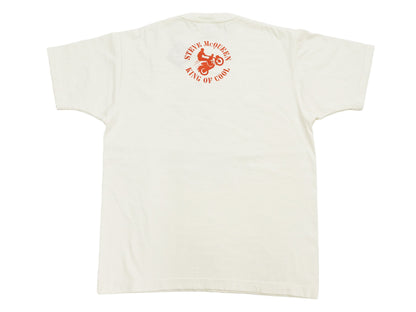 TOYS McCOY Men's Short-Sleeve Steve McQueen Graphic T-Shirt, Tubular Knit Jersey, One-Wash, Made in Japan (TMC2605 011 Soft Off-White)