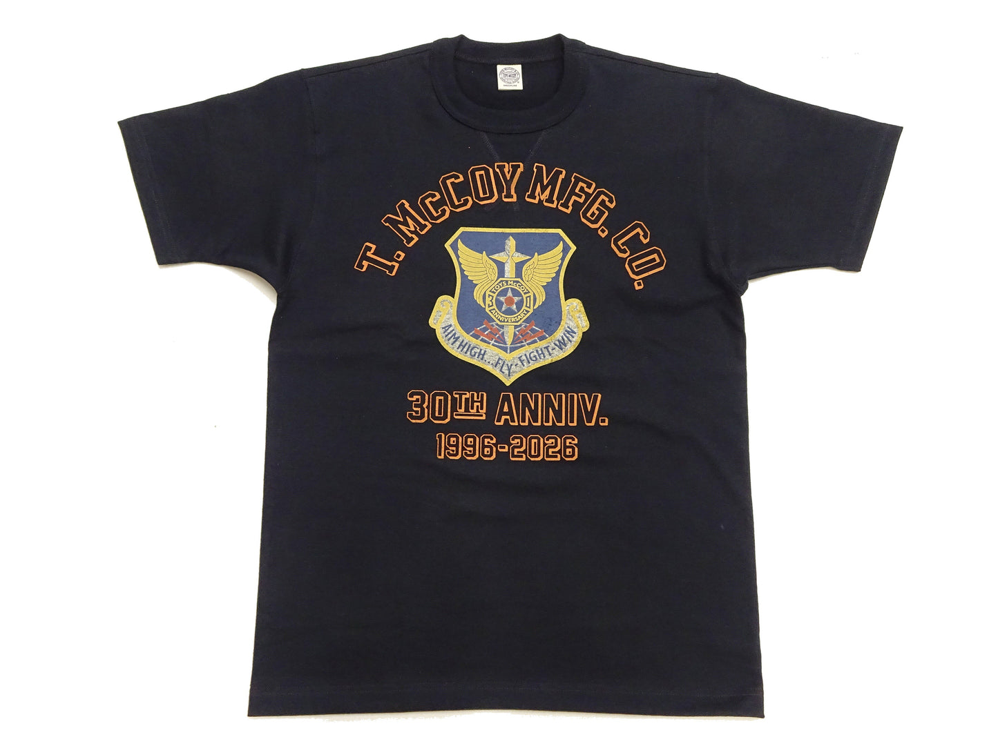 TOYS McCOY Men's Short Sleeve Military Graphic Vintage-Inspired T-Shirt, Loopwheel Tubular Tee with V-Gusset, Unwashed Finish, Made in Japan (TMC2608 030 Black)