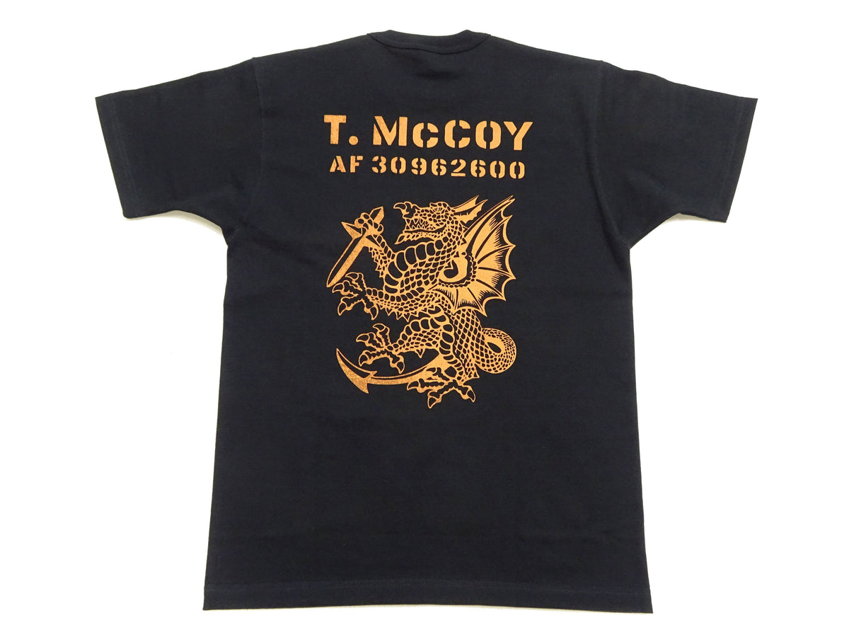 TOYS McCOY Men's Short Sleeve Military Graphic Vintage-Inspired T-Shirt, Loopwheel Tubular Tee with V-Gusset, Unwashed Finish, Made in Japan (TMC2608 030 Black)