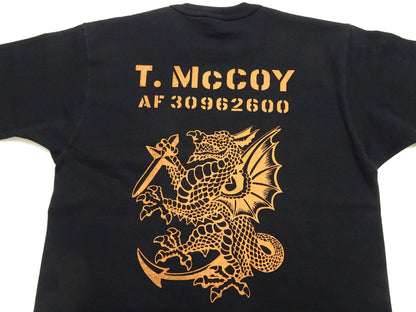 TOYS McCOY Men's Short Sleeve Military Graphic Vintage-Inspired T-Shirt, Loopwheel Tubular Tee with V-Gusset, Unwashed Finish, Made in Japan (TMC2608 030 Black)