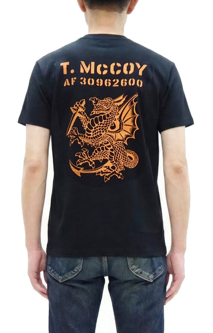 TOYS McCOY Men's Short Sleeve Military Graphic Vintage-Inspired T-Shirt, Loopwheel Tubular Tee with V-Gusset, Unwashed Finish, Made in Japan (TMC2608 030 Black)