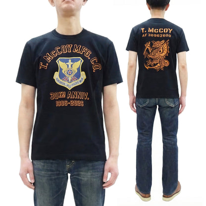 TOYS McCOY Men's Short Sleeve Military Graphic Vintage-Inspired T-Shirt, Loopwheel Tubular Tee with V-Gusset, Unwashed Finish, Made in Japan (TMC2608 030 Black)