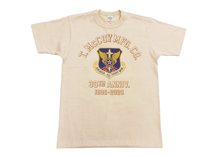 TOYS McCOY Men's Short Sleeve Military Graphic Vintage-Inspired T-Shirt, Loopwheel Tubular Tee with V-Gusset, Unwashed Finish, Made in Japan (TMC2608 041 Beige)