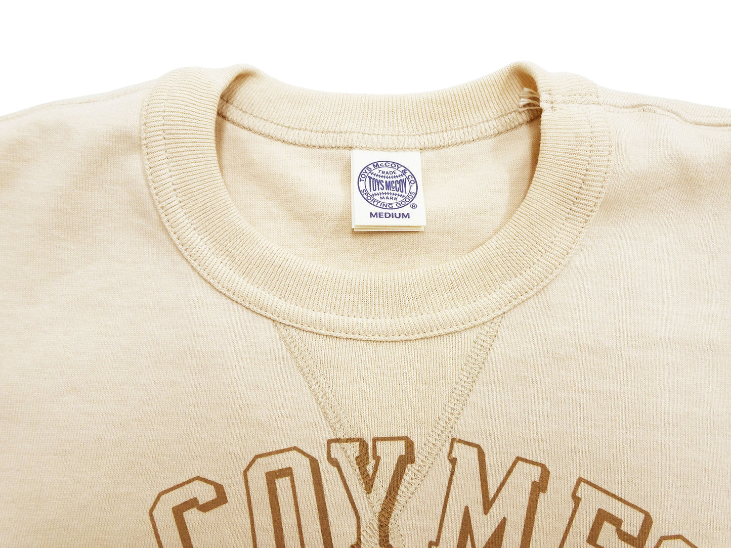 TOYS McCOY Men's Short Sleeve Military Graphic Vintage-Inspired T-Shirt, Loopwheel Tubular Tee with V-Gusset, Unwashed Finish, Made in Japan (TMC2608 041 Beige)