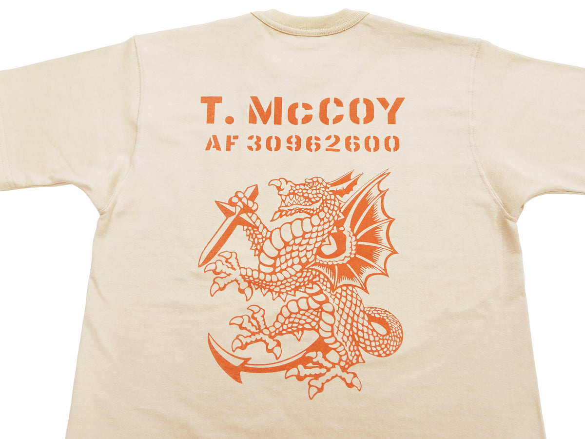TOYS McCOY Men's Short Sleeve Military Graphic Vintage-Inspired T-Shirt, Loopwheel Tubular Tee with V-Gusset, Unwashed Finish, Made in Japan (TMC2608 041 Beige)