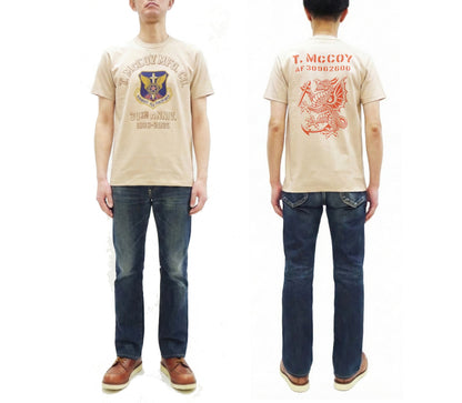TOYS McCOY Men's Short Sleeve Military Graphic Vintage-Inspired T-Shirt, Loopwheel Tubular Tee with V-Gusset, Unwashed Finish, Made in Japan (TMC2608 041 Beige)