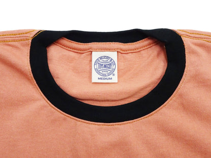 TOYS McCOY Men's 30th Anniversary Graphic Ringer T-Shirt, Heavyweight 100% Cotton Tubular Jersey Tee with No Side Seams, Unwashed, Made in Japan (TMC2609 Muted Carrot with Black Trim)