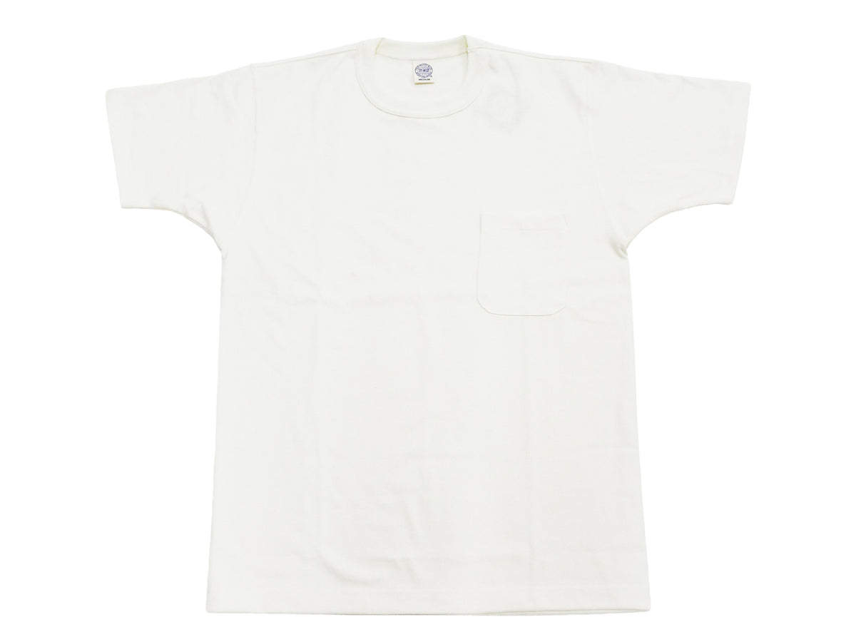 TOYS McCOY Men's Plain Short Sleeve Pocket T-Shirt - Steve McQueen Inspired, Tubular Knit Jersey, Unwashed, Made in Japan (TMC2615 011 Soft Off-White)