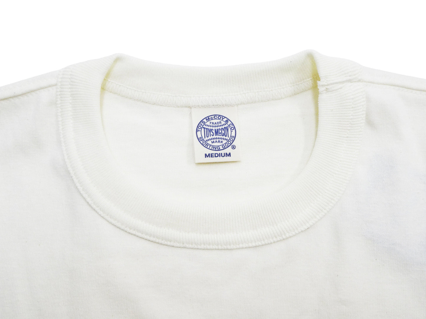 TOYS McCOY Men's Plain Short Sleeve Pocket T-Shirt - Steve McQueen Inspired, Tubular Knit Jersey, Unwashed, Made in Japan (TMC2615 011 Soft Off-White)