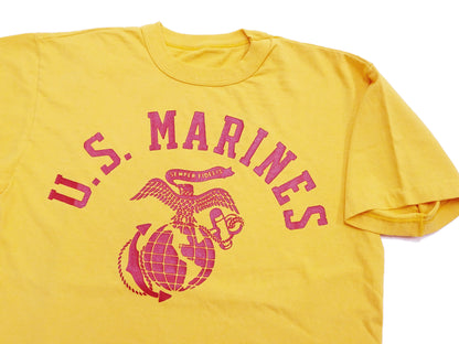 TOYS McCOY Men's Taxi Driver "U.S. Marines" Graphic Short Sleeve T-Shirt - Garment-Dyed Circular-Knit Tubular Tee - Made in Japan (TMC2624 060 Yellow)