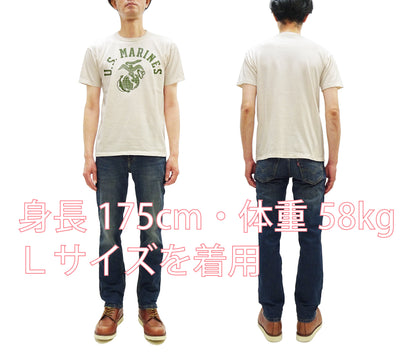 TOYS McCOY Men's Taxi Driver "U.S. Marines" Graphic Short Sleeve T-Shirt - Garment-Dyed Circular-Knit Tubular Tee - Made in Japan (TMC2624 040 Natural)