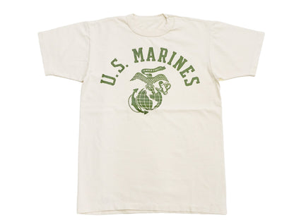 TOYS McCOY Men's Taxi Driver "U.S. Marines" Graphic Short Sleeve T-Shirt - Garment-Dyed Circular-Knit Tubular Tee - Made in Japan (TMC2624 040 Natural)