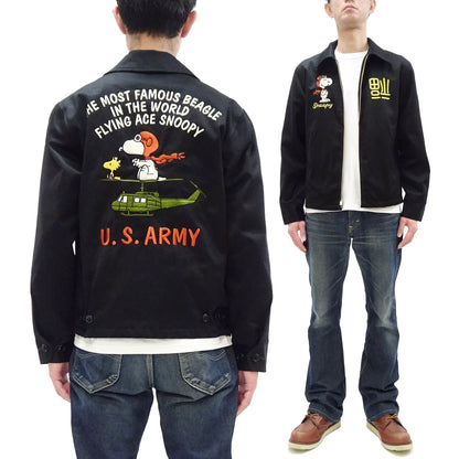 TOYS McCOY Snoopy Embroidered Jacket Men's Casual Vietnam Tour Jacket Style Souvenir Jacket TMJ2504 Black