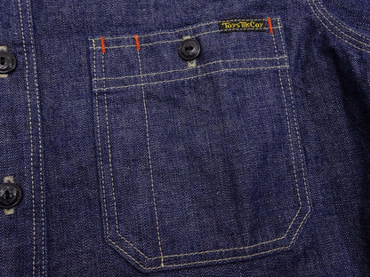 TOYS McCOY Denim Shirt Men's Casual Long Sleeve Plain 10.5 oz Indigo Denim Work Shirt TMS2406