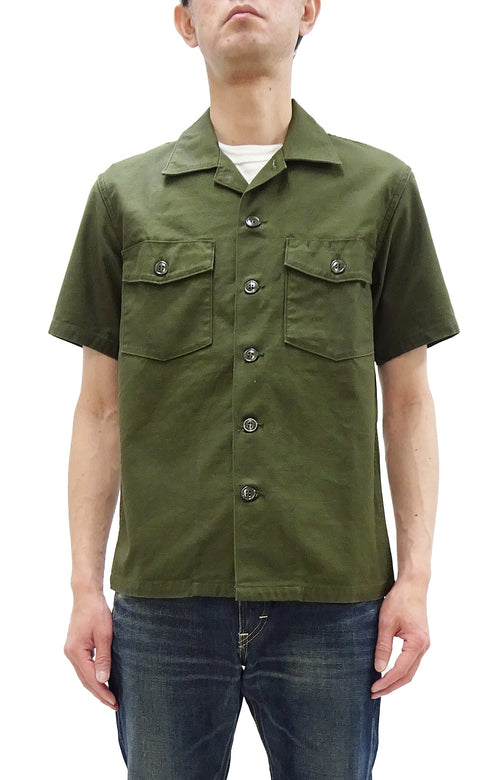TOYS McCOY Men's Short-Sleeve Shirt - Reproduction of the U.S. Army OG-107 Utility Shirt (Modified Short-Sleeve Version) TMS2505 Olive