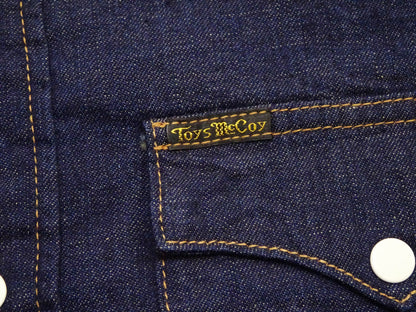 TOYS McCOY Men's Long Sleeve Denim Western Shirt, Steve McQueen "Nevada Smith" Inspired, 8 oz One-Wash Deep Indigo, Snap-Front, Made in Japan (TMS2601)