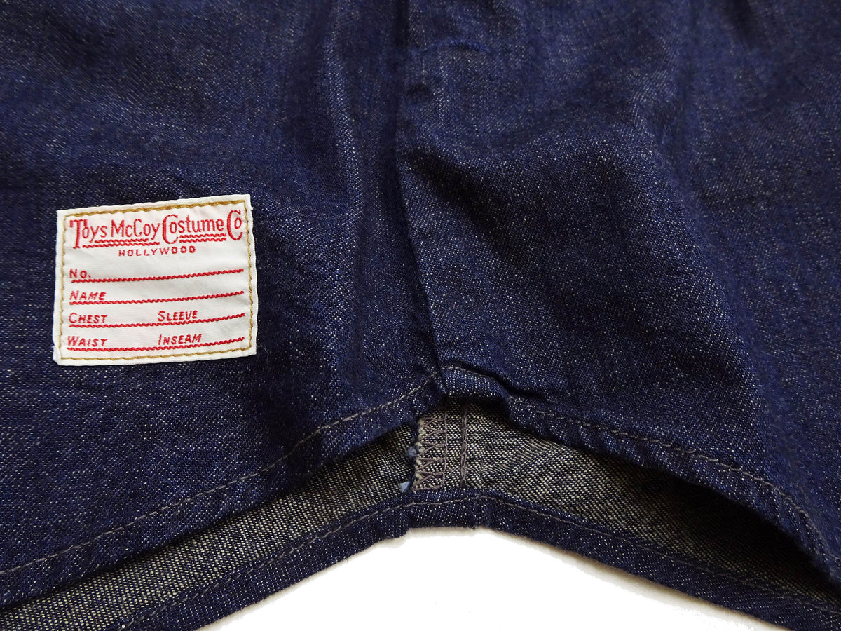 TOYS McCOY Men's Long Sleeve Denim Western Shirt, Steve McQueen "Nevada Smith" Inspired, 8 oz One-Wash Deep Indigo, Snap-Front, Made in Japan (TMS2601)