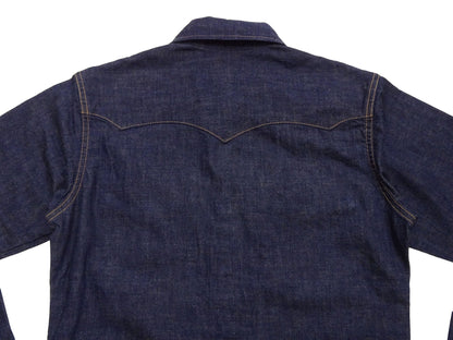 TOYS McCOY Men's Long Sleeve Denim Western Shirt, Steve McQueen "Nevada Smith" Inspired, 8 oz One-Wash Deep Indigo, Snap-Front, Made in Japan (TMS2601)