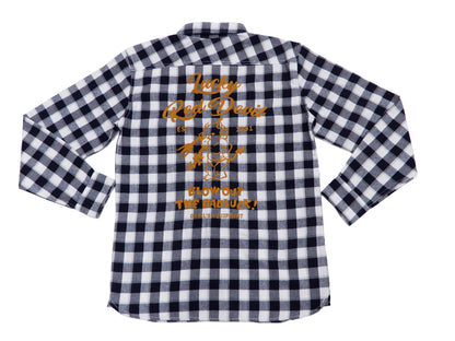 Tedman Custom Embroidered Plaid Flannel Shirt Men's Long Sleeve Shirt TNS-700 Off/Navy