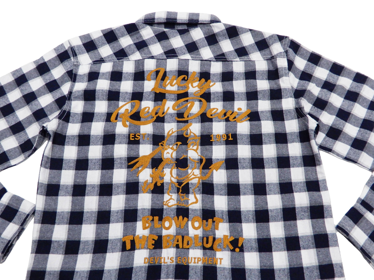 Tedman Custom Embroidered Plaid Flannel Shirt Men's Long Sleeve Shirt TNS-700 Off/Navy