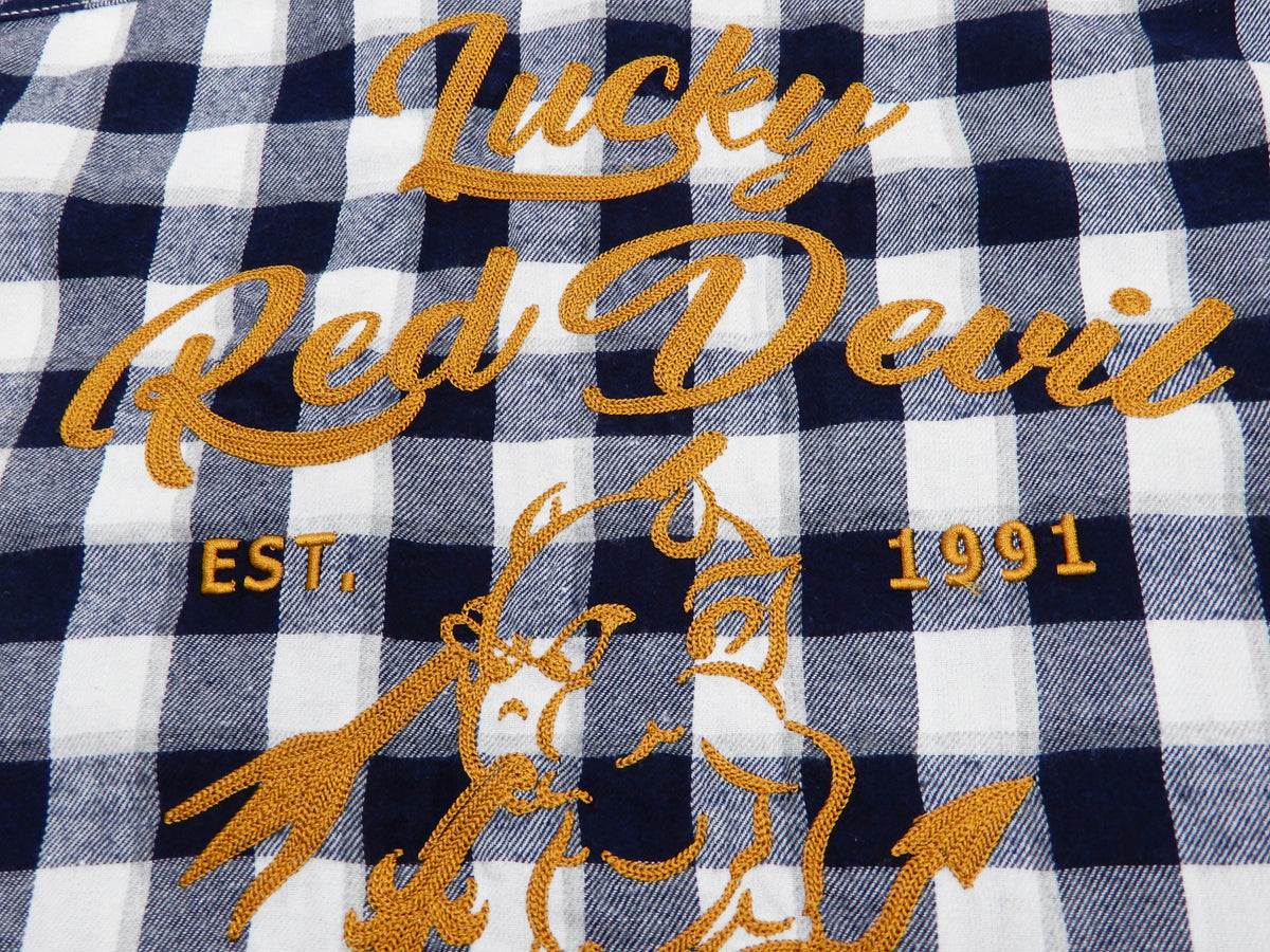 Tedman Custom Embroidered Plaid Flannel Shirt Men's Long Sleeve Shirt TNS-700 Off/Navy