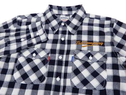 Tedman Custom Embroidered Plaid Flannel Shirt Men's Long Sleeve Shirt TNS-700 Off/Navy