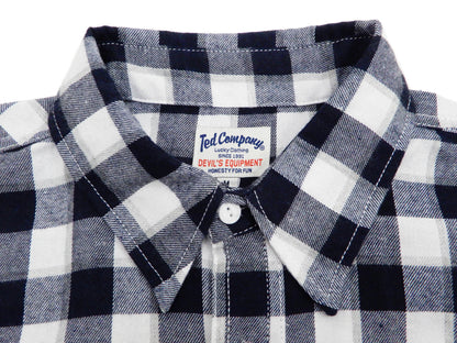 Tedman Custom Embroidered Plaid Flannel Shirt Men's Long Sleeve Shirt TNS-700 Off/Navy