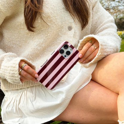 Tough MagSafe® Phone Case - Blushberry Scallop Stripes