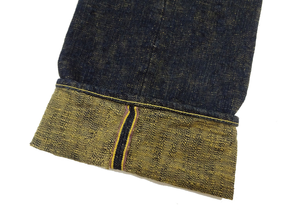 ONI Denim Men's 17 oz Bumpy Denim Selvedge Jeans - Regular Straight Fit - Indigo Overdyed with Ocher Pigment - Made in Japan (ONI277-Bumpy)