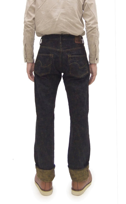 ONI Denim Men's 17 oz Bumpy Denim Selvedge Jeans - Regular Straight Fit - Indigo Overdyed with Ocher Pigment - Made in Japan (ONI277-Bumpy)