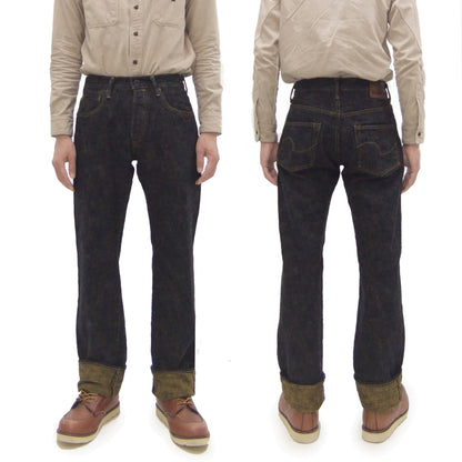 ONI Denim Men's 17 oz Bumpy Denim Selvedge Jeans - Regular Straight Fit - Indigo Overdyed with Ocher Pigment - Made in Japan (ONI277-Bumpy)