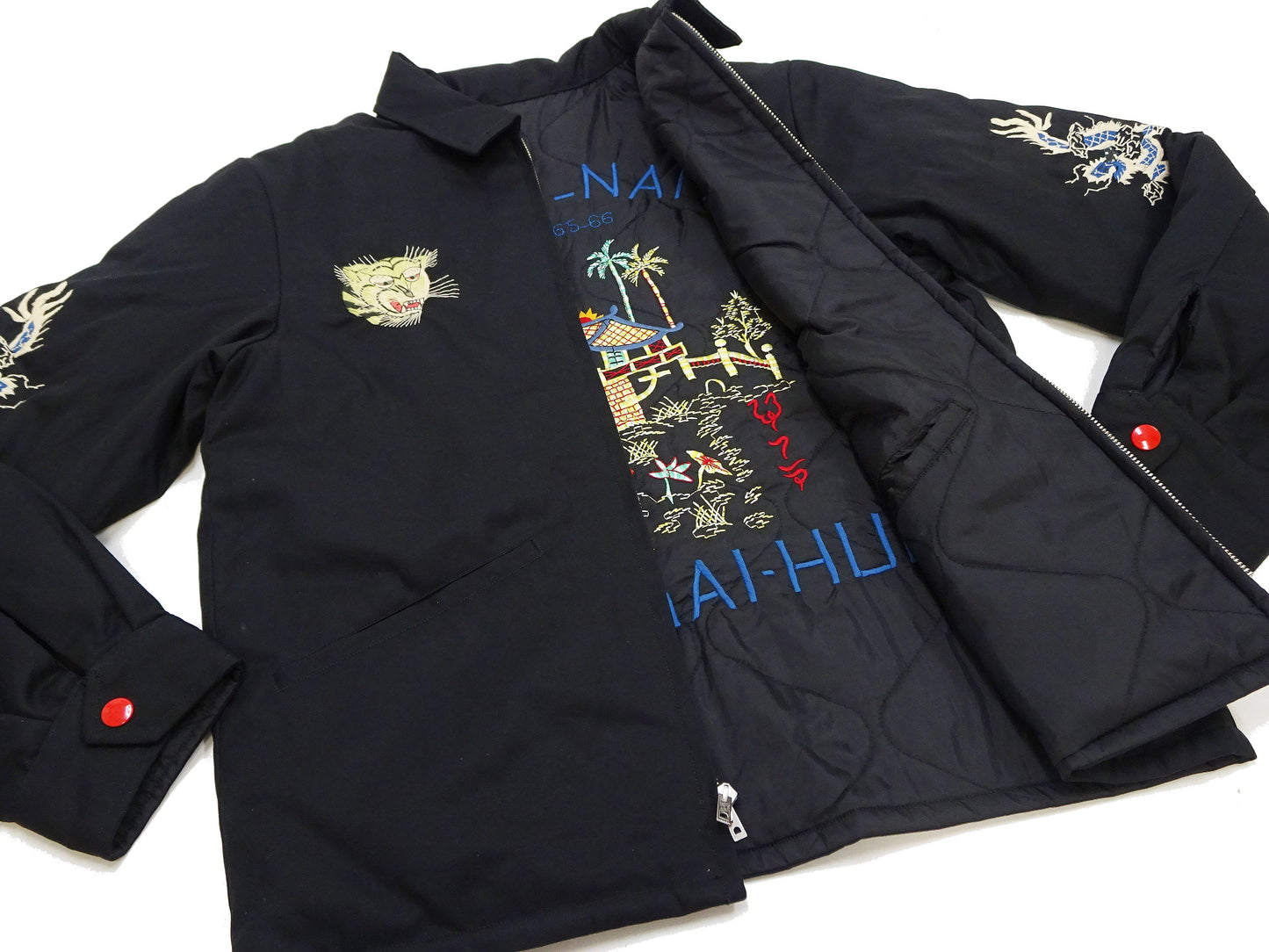 Tailor Toyo Reversible Vietnam Jacket with Insulation - Men's Modern Reinterpretation of Viet-Jumper Vietnam Souvenir Jacket / TT15800-119 Black