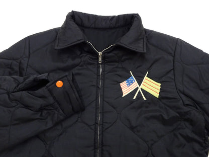 Tailor Toyo Reversible Vietnam Jacket with Insulation - Men's Modern Reinterpretation of Viet-Jumper Vietnam Souvenir Jacket / TT15800-119 Black