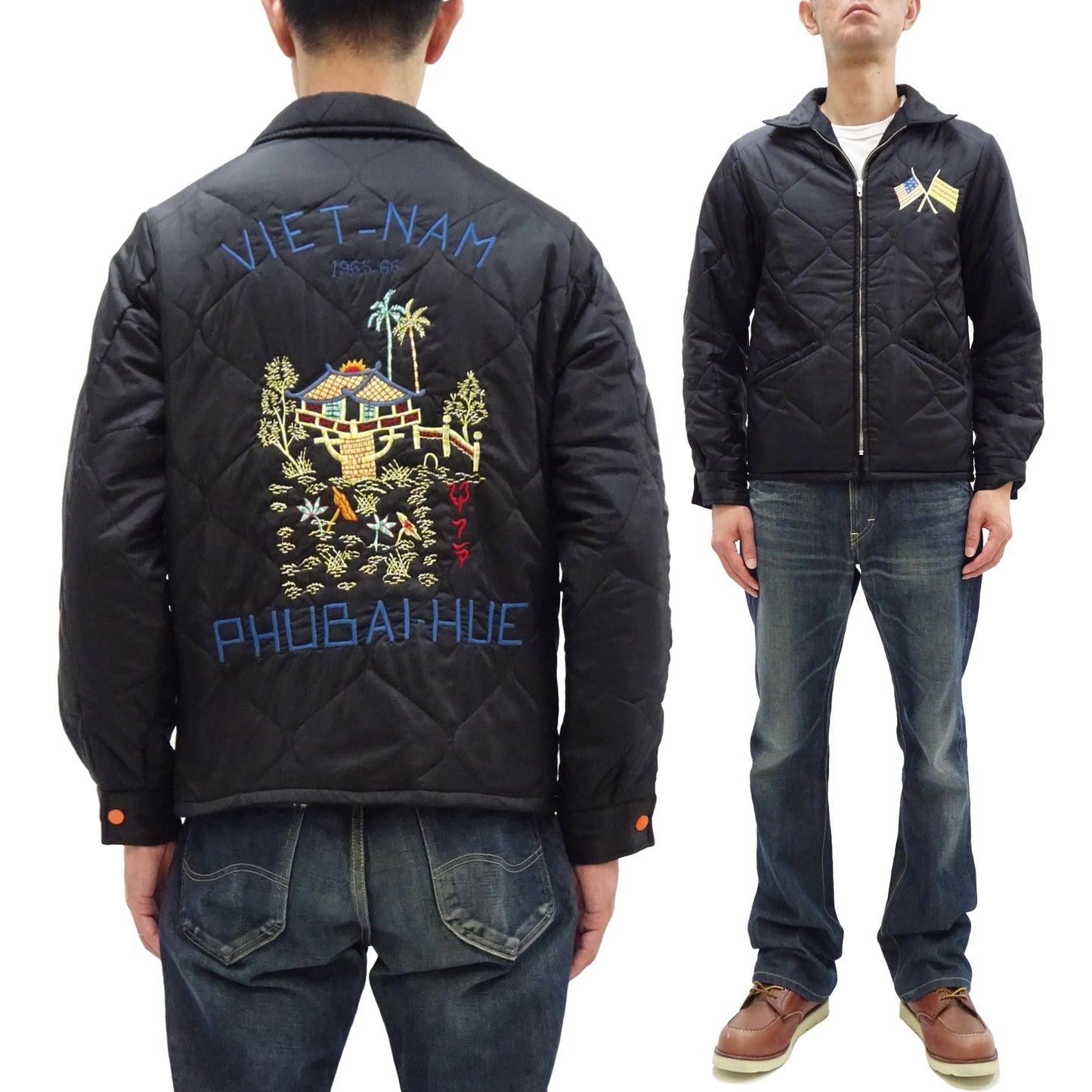 Tailor Toyo Reversible Vietnam Jacket with Insulation - Men's Modern Reinterpretation of Viet-Jumper Vietnam Souvenir Jacket / TT15800-119 Black